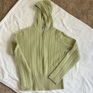 ANN TAYOR LOFT Light Green Cable Knit Cardigan